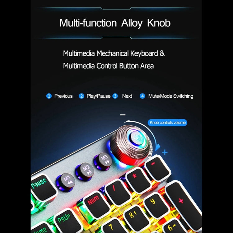 BowLift | AULA F2088 108 Keys Mixed Light Plating Punk Mechanical Brown Switch Wired USB Gaming Keyboard with Metal Key (Silver)