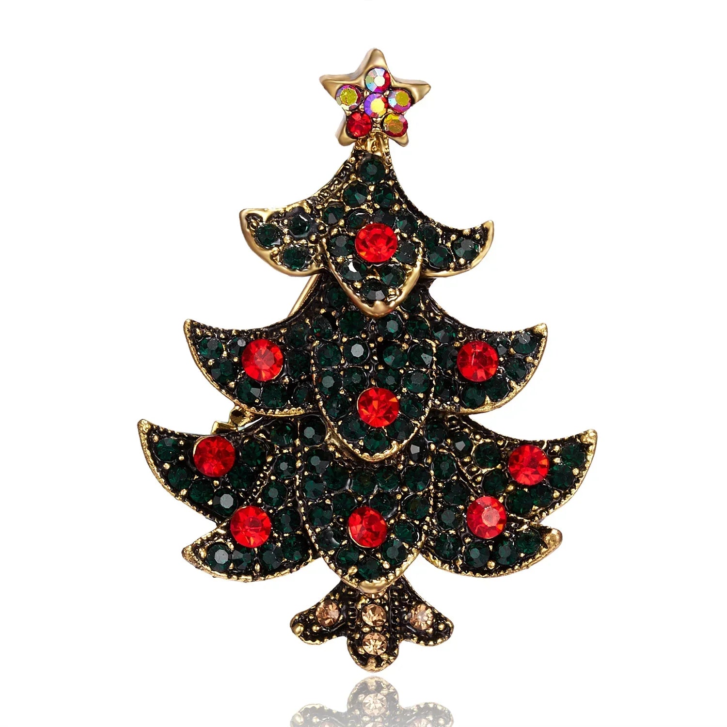 BowLift | Glaciara Kerstboom Broche – Multicolor Strass Broche voor Vrouwen, Feestelijke Accessoire & Elegant Cadeau