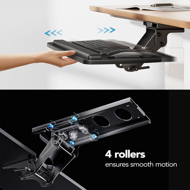 BowLift | Keyboard Drawers Keyboard Tray Under Desk, 360 Adjustable 360 Adjustable for Typing in Home, Office Work