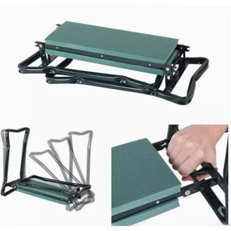 BowLift | Kneeler Seat Garden kneeling pad and seat, gardening gifts, folding gardening stool with kneeling pad, green