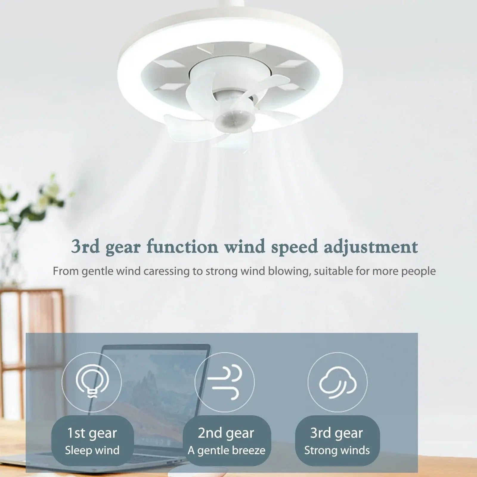 BowLift | LED ceiling fan with remote control – Quiet & Stylish Cooling