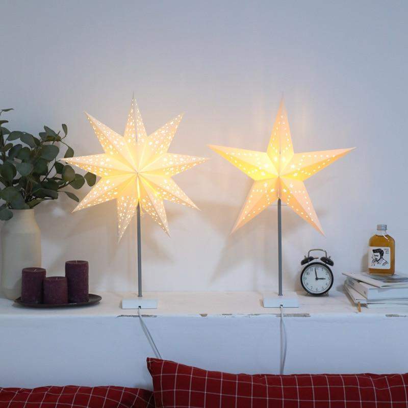 BowLift | StellarGlow | Radiant LED Star Table Lamp – Wooden Base Ambient Light for Bedroom & Living Room Décor