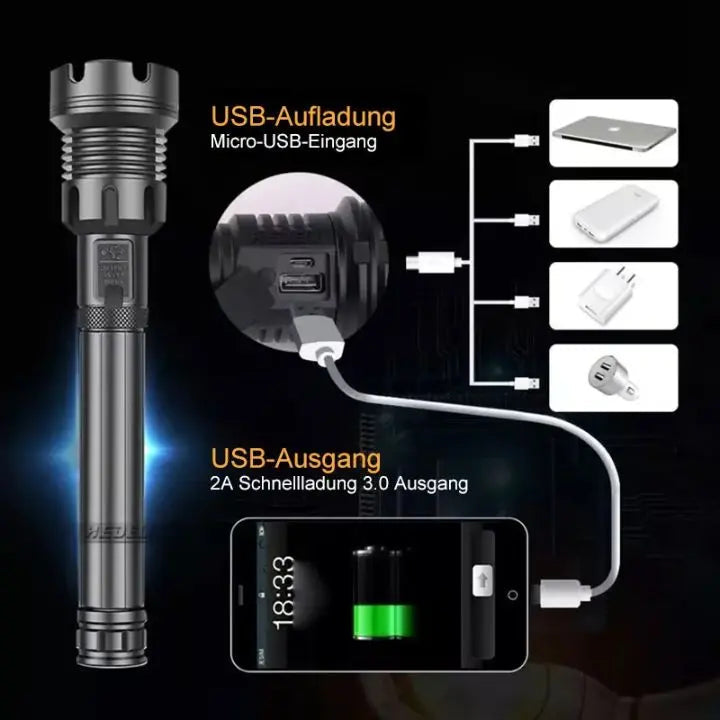 BowLift | LED flashlight with laser – rechargeable & robust