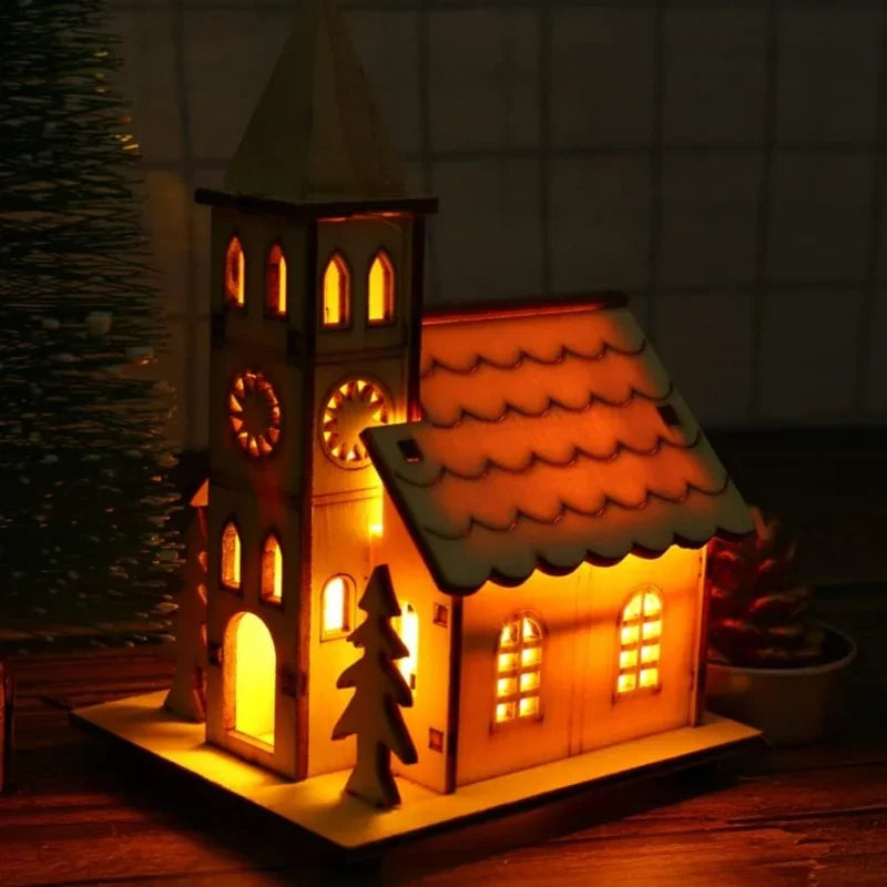 BowLift | Houten Kerstdorp Huisje met LED Verlichting – DIY Kerstdecoratie met Batterijen