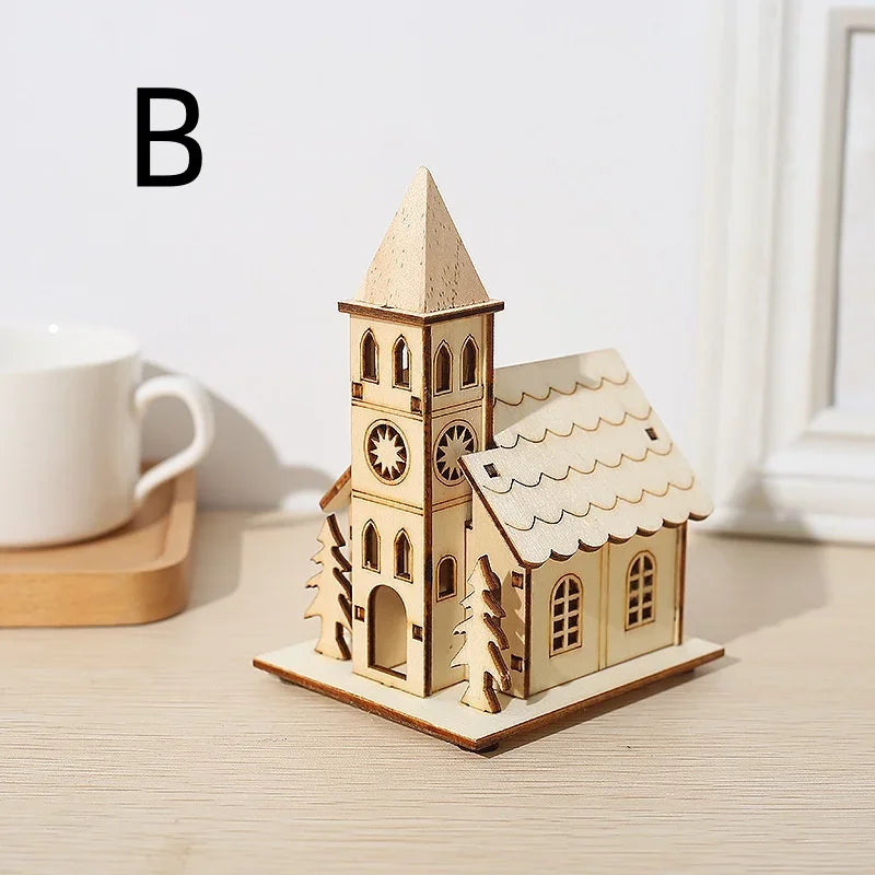 BowLift | Houten Kerstdorp Huisje met LED Verlichting – DIY Kerstdecoratie met Batterijen