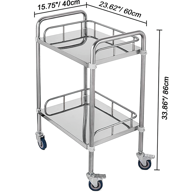 BowLift | Medical Cart, 2 Layer Medical Utility Cart with 360° Rotate, 24''Lx16''Wx34''H, Lab Rolling Cart