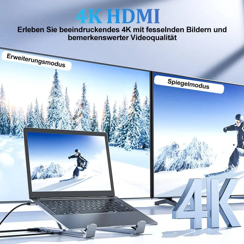 BowLift | Foldable laptop stand with 8-in-1 hub – For tech enthusiasts & fast charging fans