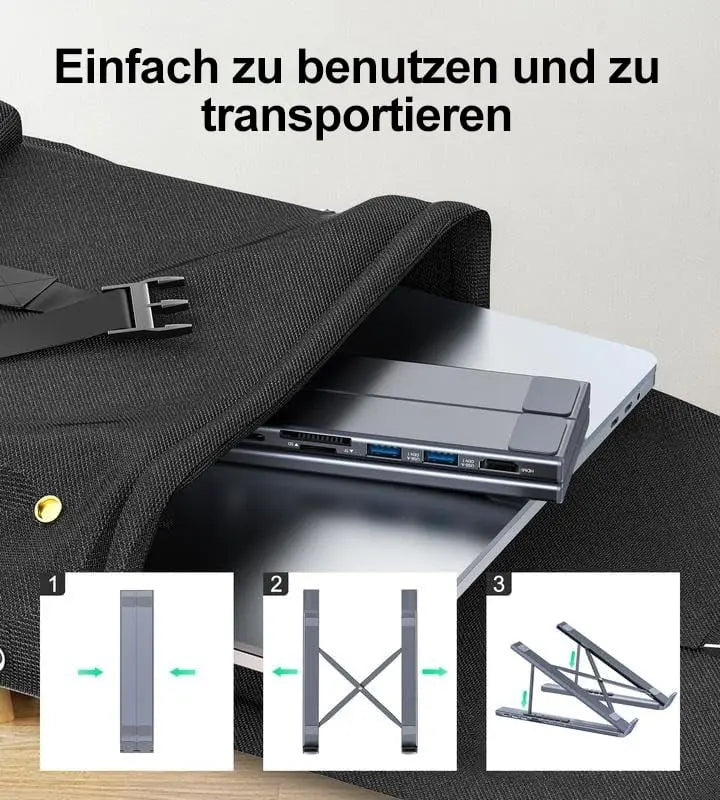 BowLift | Foldable laptop stand with 8-in-1 hub – For tech enthusiasts & fast charging fans