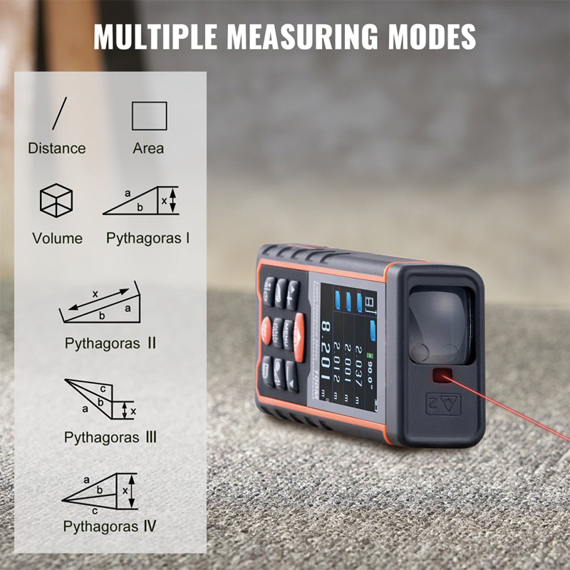 BowLift | Laser Measure 328 Ft Digital Laser Distance Meter Measurement,ft/m/in/ft+in, 2.4'' Colorlit LCD Screen Laser Meter, Pythagorean Mode, Measure Distance, Area and Volume