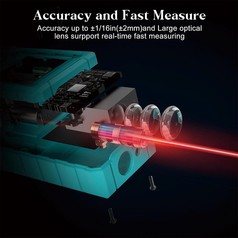 BowLift | Laser Measure, 165 ft , ft/m/in Switching , Laser Tape Measure Compact Laser Measurement Tool with Larger Backlit LCD Display