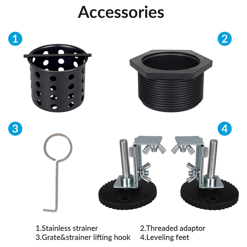 BowLift | Linear Shower Drain 24 Inch Bathroom Kitchen Floor Drain Removable Shower Drain 304 Stainless Steel Drain with Hair Strainer Adjustable Leveling Feet