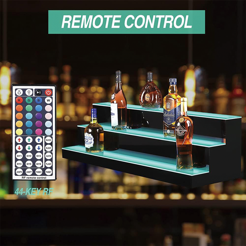BowLift | LED Liquor Bottle Display shelf, 40 Inch 3 Tier Waterproof Home Bar Shelf with 60W Power, RF Remote Control for Home Bar