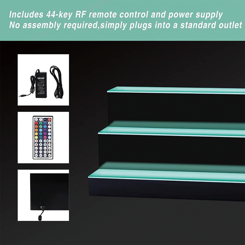BowLift | LED Liquor Bottle Display shelf, 40 Inch 3 Tier Waterproof Home Bar Shelf with 60W Power, RF Remote Control for Home Bar