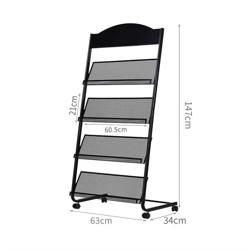 BowLift | Magazine Rack Literature Display Stand With 4 Pockets Floor Standing Magazine Brochure Holder Rack Magazine Stand
