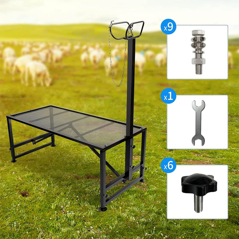 BowLift | Goat & Sheep Stand 51x23 inches Livestock Stand height adjustable, Used for shearing wool, Black