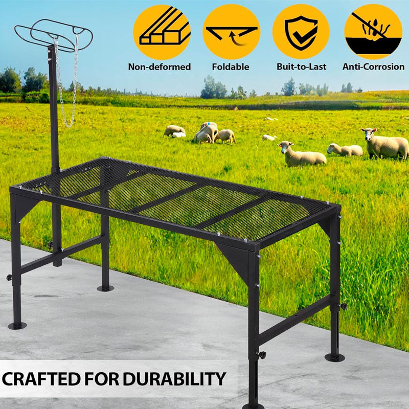 BowLift | Livestock Stand 50“ x 22.8" Adjustable Height 29.9” - 21.3” Trimming Stand for Sheep Goats and Other Livestock