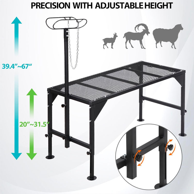 BowLift | Livestock Stand 50“ x 22.8" Adjustable Height 29.9” - 21.3” Trimming Stand for Sheep Goats and Other Livestock
