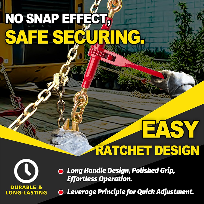 BowLift | Load Binders,Ratchet Chain Ties 3/8" - 1/2" 2-Pack Load Ties with U-Hook, 9200 lbs Working Load, Safety Tension Ties for Towing