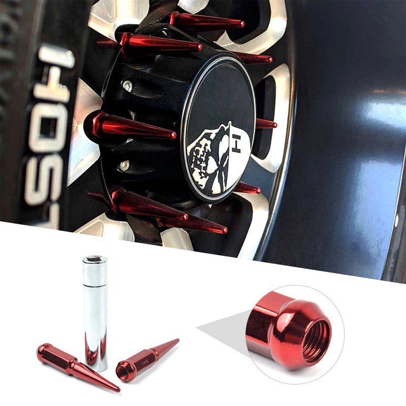 BowLift | M14x1.5 Spike Lug Nuts 20 Pcs 24 Pcs 32 Pcs Chrome Spiked Lug Nuts 4.4" Tall Closed End Acorn Wheel Lug Nut w/ 1 Socket Key