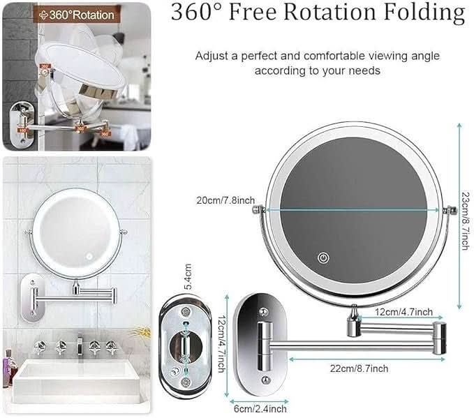 BowLift | LED magnifying mirror with adjustable lighting and rechargeable battery