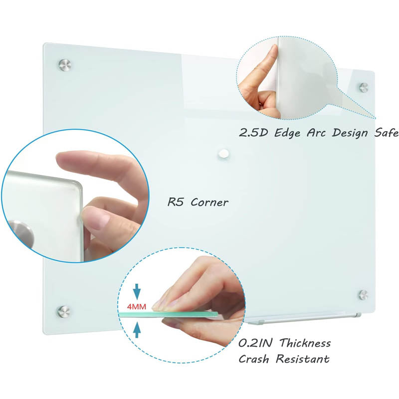 BowLift | Magnetic Glass Dry Erase Board 36"x48" Frameless for School Teaching Office Meeting