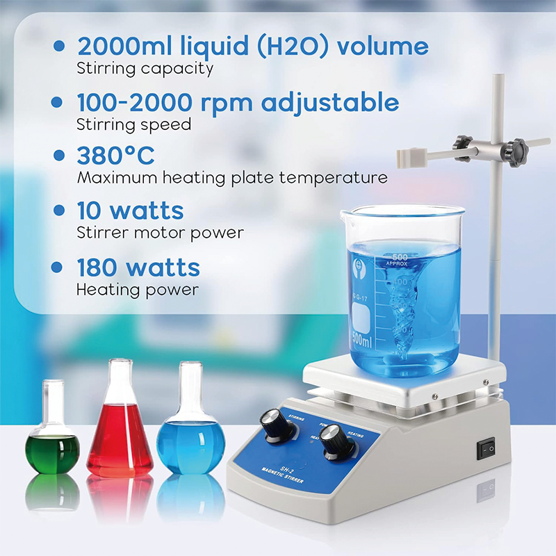 BowLift | Magnetic Stirrer, 2000mL Magnetic Hotplate Stirrer, Hot Plate Max 716°F, 100-2000RPM Hot Plate with Magnetic Stirrer