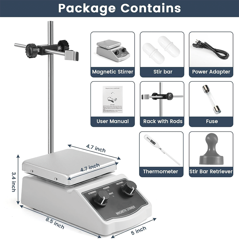 BowLift | Magnetic Stirrer, 100-2000RPM Hot Plate with Magnetic Stirrer, Magnetic Stir Bar, Stir Bar Retriever, Hot Plate Max 520℉ 2000mL Magnetic Hotplate Stirrer