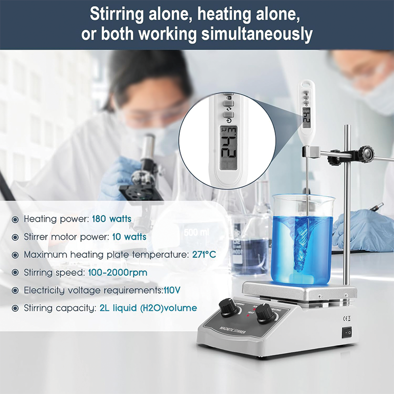 BowLift | Magnetic Stirrer, 100-2000RPM Hot Plate with Magnetic Stirrer, Magnetic Stir Bar, Stir Bar Retriever, Hot Plate Max 520℉ 2000mL Magnetic Hotplate Stirrer