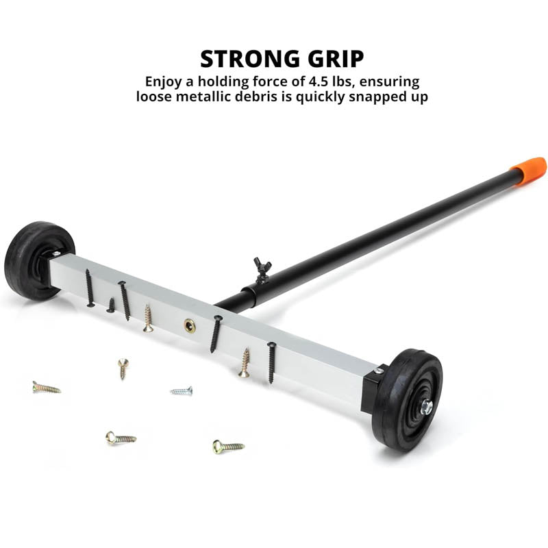 BowLift | Magnetic Sweeper with Wheels 17 Inch Mini Magnetic Sweeper 10-Pound Capacity Adjustable Handle