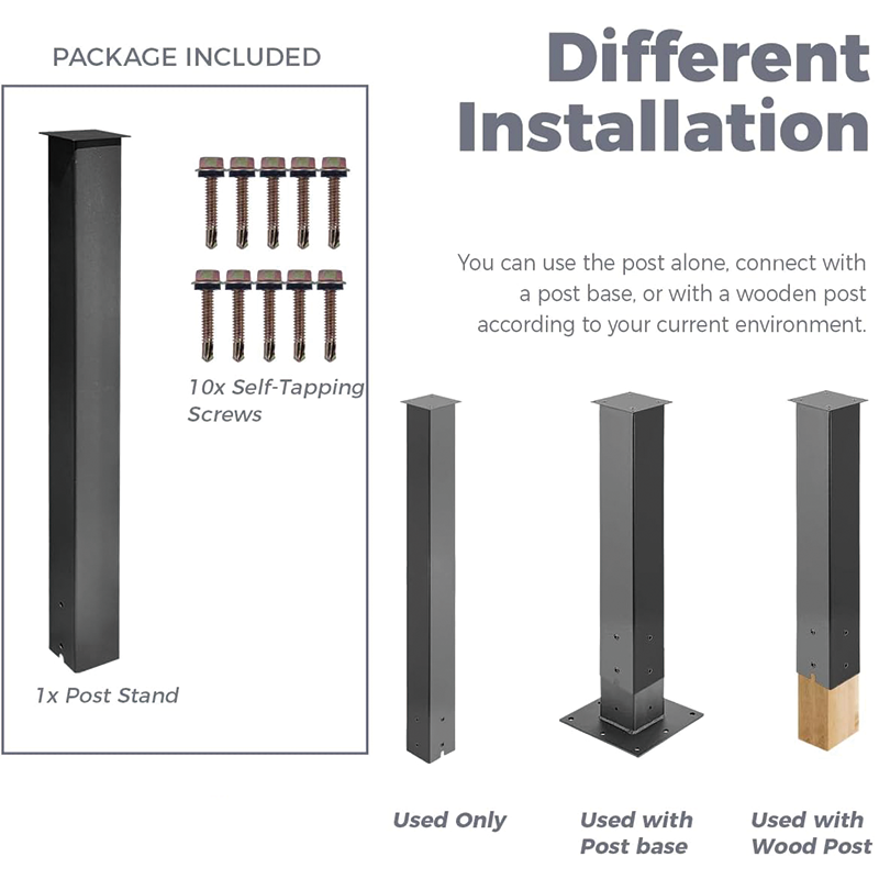 BowLift | Metal Mailbox Post,43 inch Heavy Duty Steel Black Powder-Coated Surface Support Bracket,for Outdoor Street Concrete Roadside Sidewalk