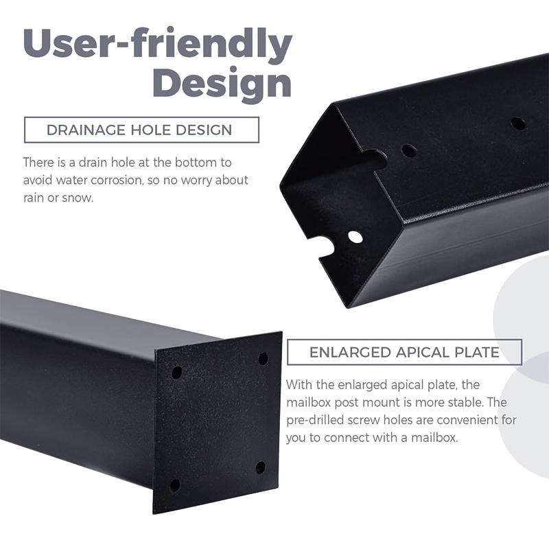 BowLift | Metal Mailbox Post,43 inch Heavy Duty Steel Black Powder-Coated Surface Support Bracket,for Outdoor Street Concrete Roadside Sidewalk