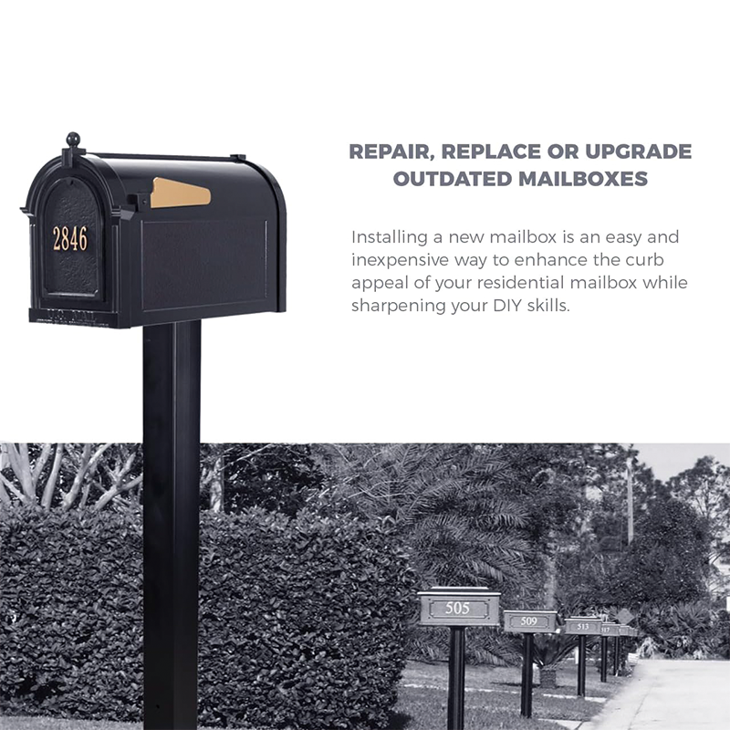 BowLift | Metal Mailbox Post,43 inch Heavy Duty Steel Black Powder-Coated Surface Support Bracket,for Outdoor Street Concrete Roadside Sidewalk