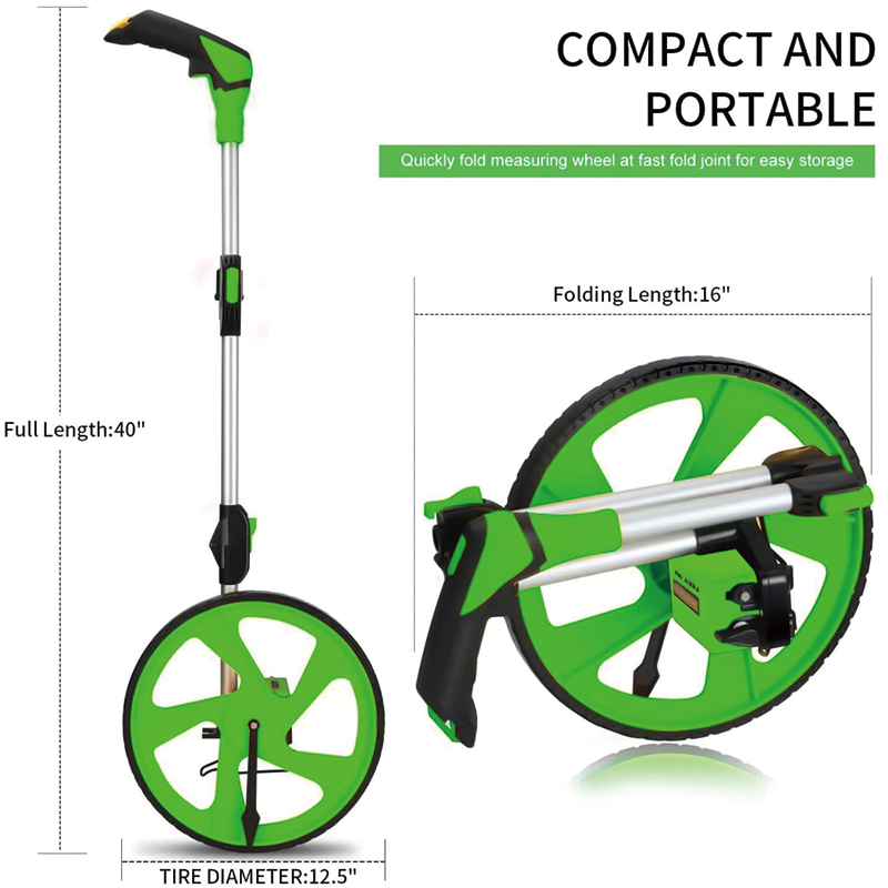 BowLift | Measuring Wheel in Feet, 12’’ Diameter Wheel , Measurement 10,000Ft with Back Bag , Adapt to Various Roads