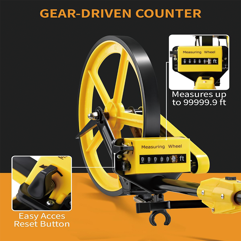 BowLift | Measuring Wheel in Feet and Inches, 12.5 Inch Centerline Rolling Tape Measure Wheel , Measurement 0-9,999Ft