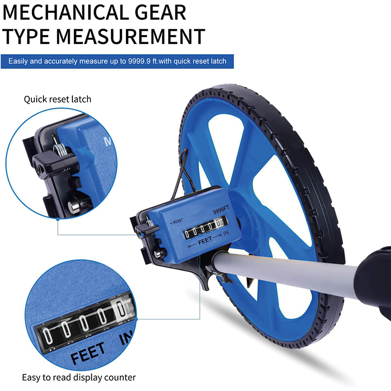 BowLift | Measuring Wheel in Feet, 12 in Wheel Diameter, 3-Sections Collapsible with Backpack , Adapt to various roads
