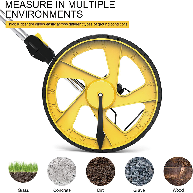 BowLift | Measuring Wheel in Feet and Inches, 12.5 in Wheel Diameter, Collapsible with One key to Zero, Kickstand, Measurement 0-9,999 Ft