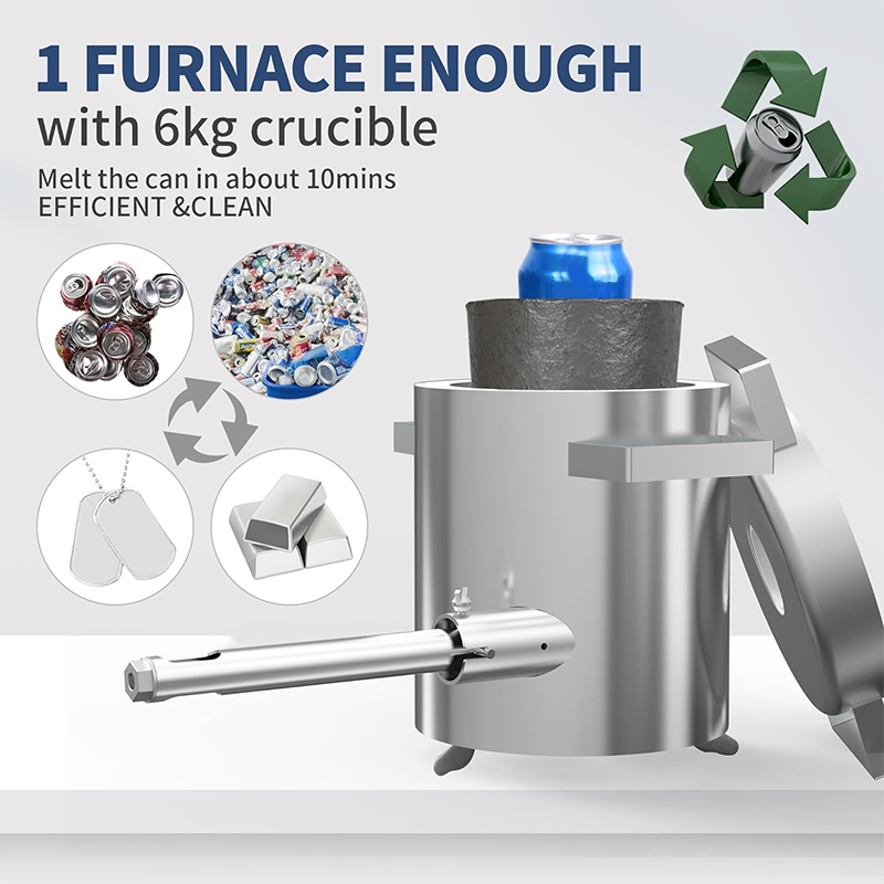 BowLift | Melting Furnace, Propane Furnace Kit, 6 Kg (13 Lb) Graphite Crucible, 2372°F Max Temp, Cast In Stainless Steel, Smelts Metals, Comes With Goggles And High Temperature Gloves