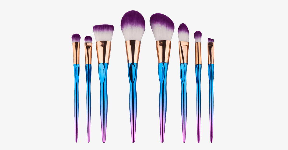 BowLift | 8-piece rainbow mermaid brush set – Get ready for any occasion with a flawless look