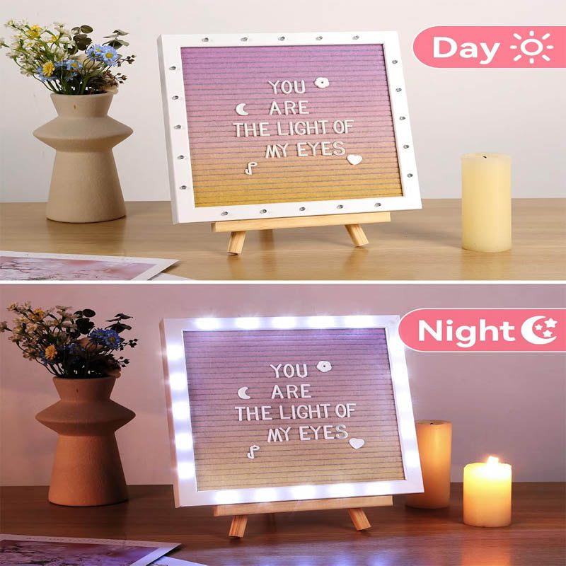 BowLift | Message Board with LED Lights 470 Letters Tripod Stand 10 × 10in Changeable Message Board Wall Mounte