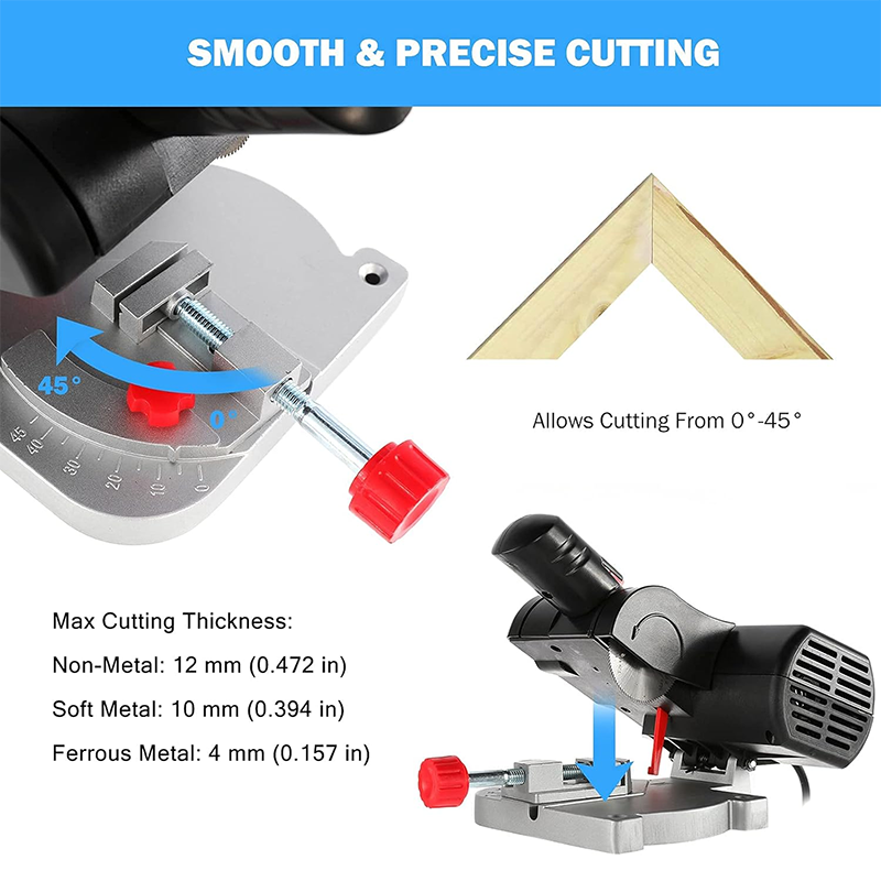BowLift | Mini Miter Saw Electric Table Saw Table Miter Saw Max 45 Degree Cutting for Crafts Micro Metal Wood Plastic Composite Cutting Machine
