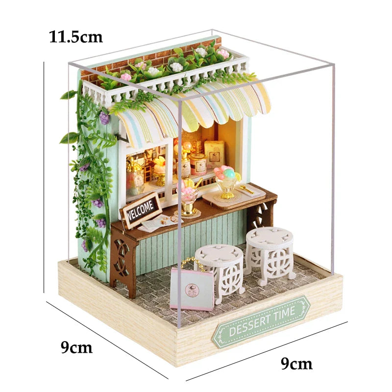 BowLift | Miniatuur Houten Poppenhuis – Creatieve Bouwset met LED-Verlichting & Meubels