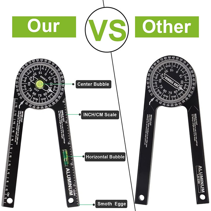 BowLift | Miter Gauge,Miter Saw Protractor, Aluminum Protractor With Level, High Precision Laser Inside And Outside Miter Angle Measurer, Suitable For Angle Measurement Carpentry, Trim Work, Plumbers And All Construction Trades