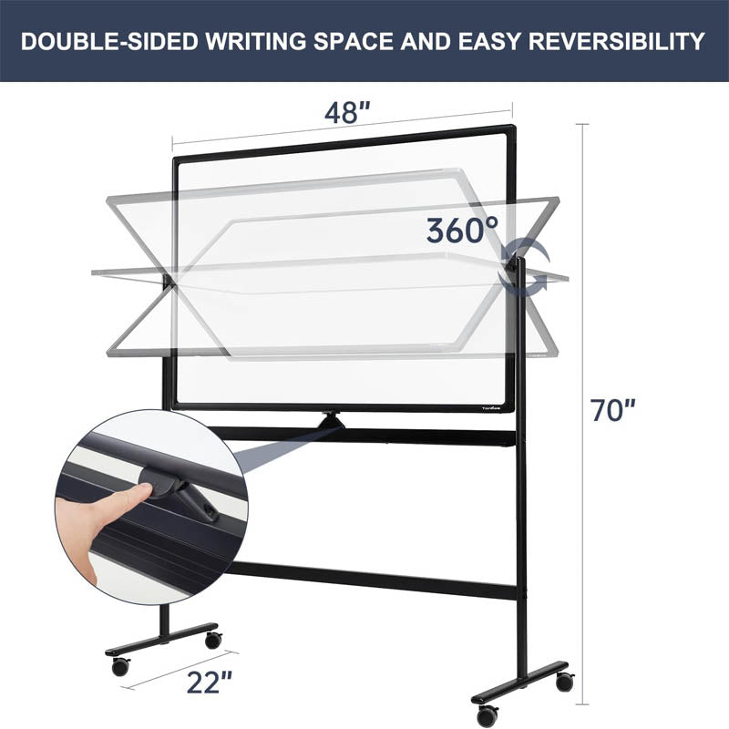 BowLift | Mobile White Board 48" x 32" Large Double Sided Mobile Whiteboard for Home Office Classroom