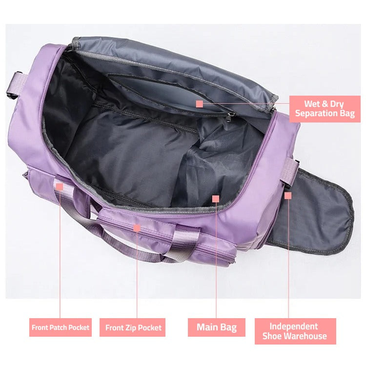 BowLift | Multi-Pocket Travel Bag, Sports and Gym Duffle with Separate Shoe Compartment