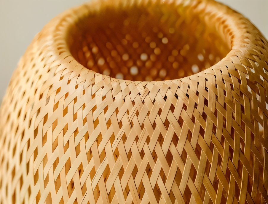 BowLift | NatureHue – Vintage Bamboo Table Lamp – Creative Woven Rattan Desk Light