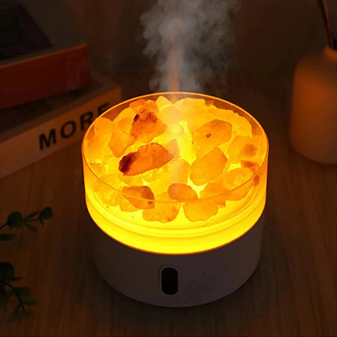 BowLift | Salt Lamp Diffuser - USB Ultrasonic Essential Oil Humidifier with Himalayan Salt Crystals & Night Light