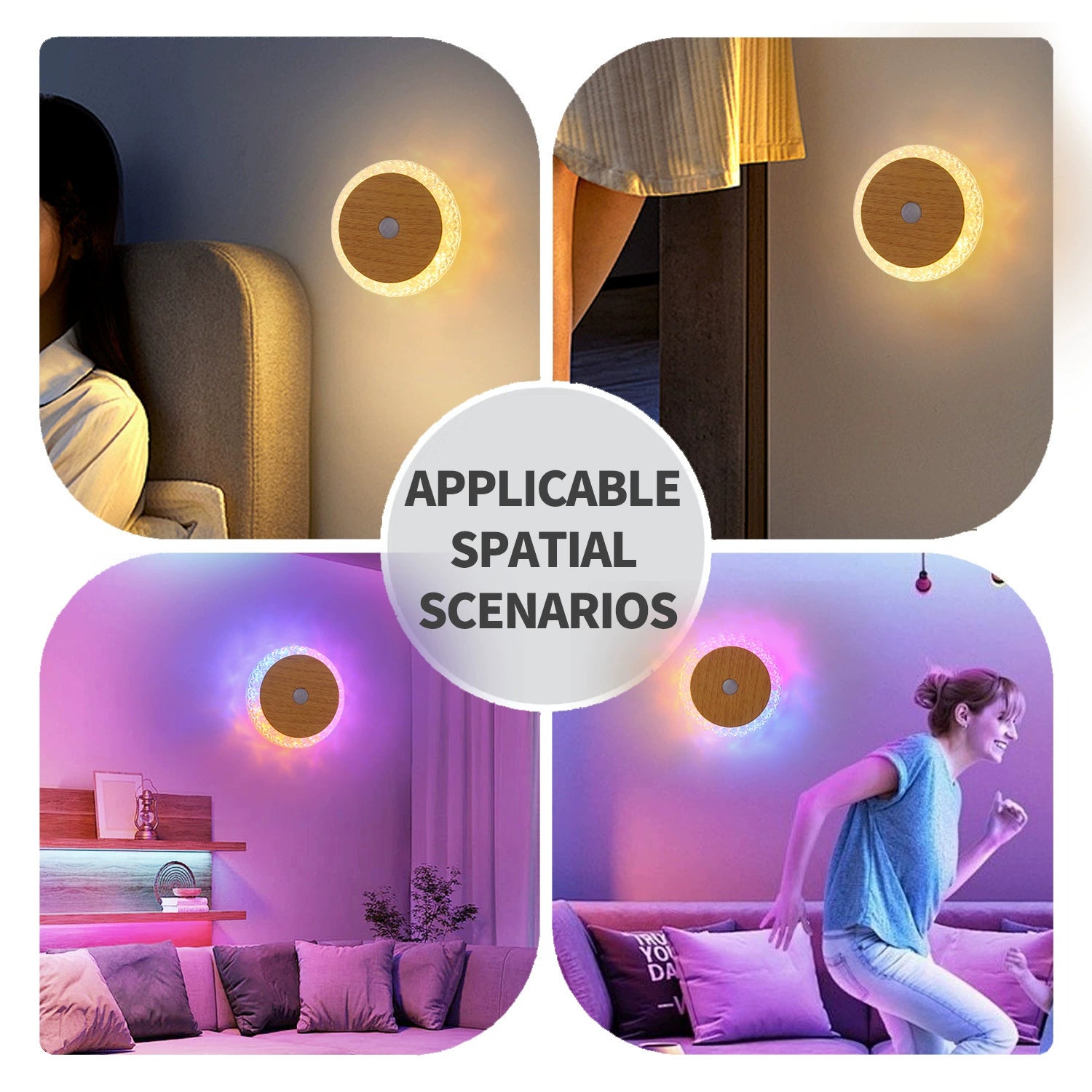 Smart Rechargeable Motion-Sensing Wall Lamp Hotel Bedside Ambient Night Light No-Drill Wall Light