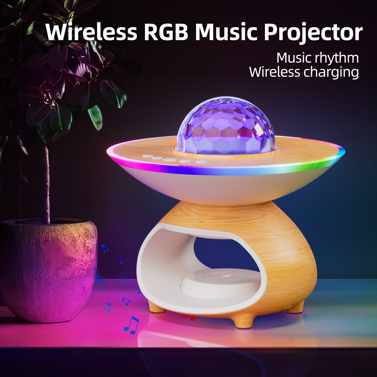 Creative Wireless Charging Night Light Bedroom Desk Projection Lamp