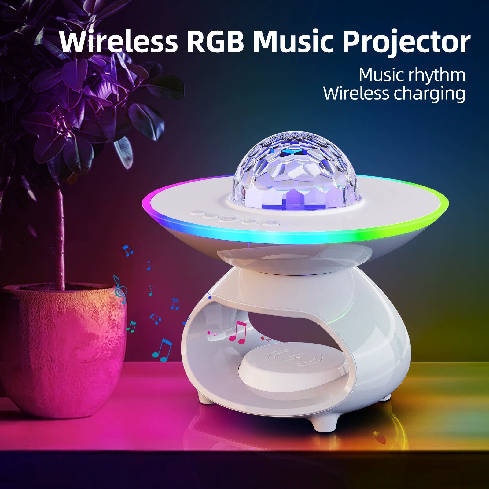 Creative Wireless Charging Night Light Bedroom Desk Projection Lamp