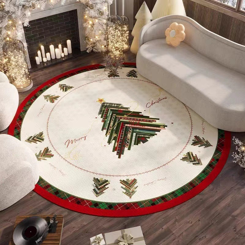BowLift | Christmas Rug - Living Room Red Festive Carpet Absorbent Non-slip